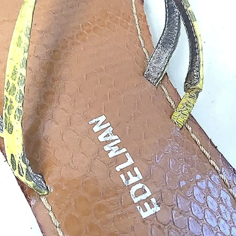 Sam Edelman Yellow Snakeskin Toe Ring Flat Sandals size 10
